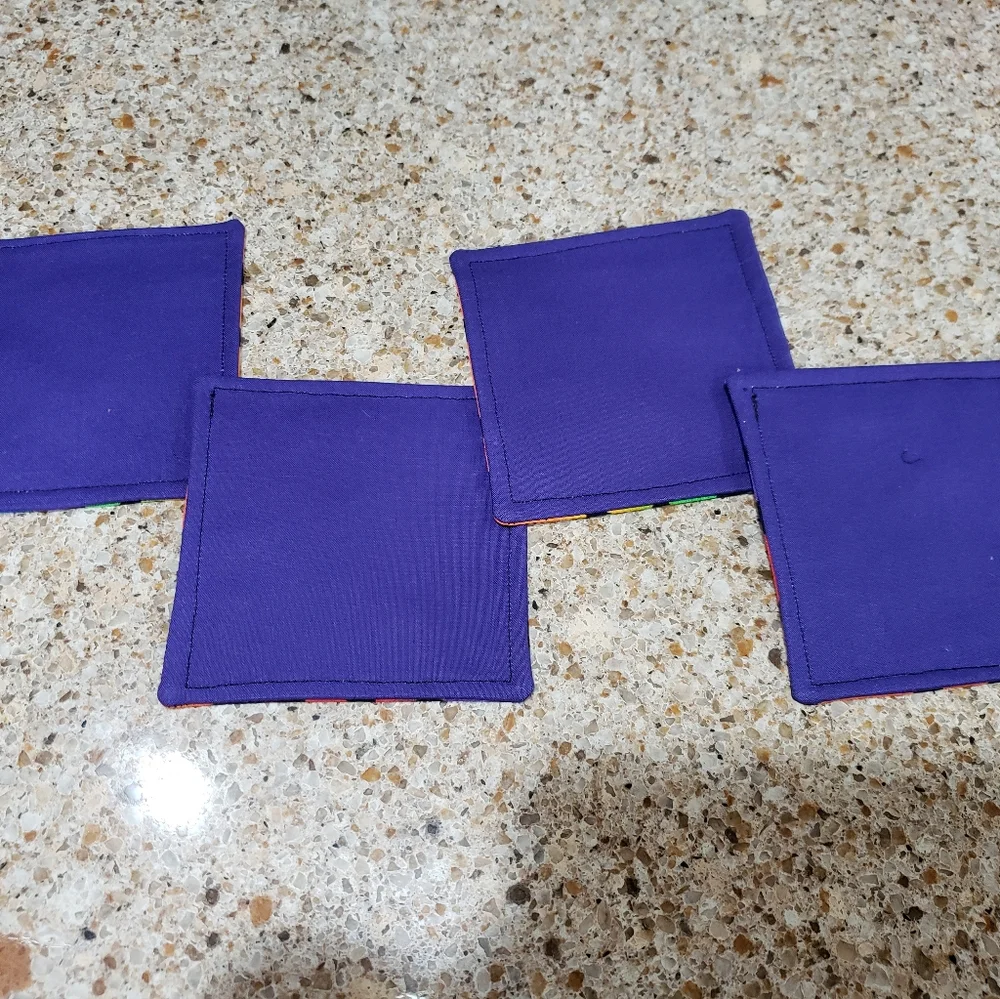 Coasters set of 4 rainbow hearts colorful handmade NWOT